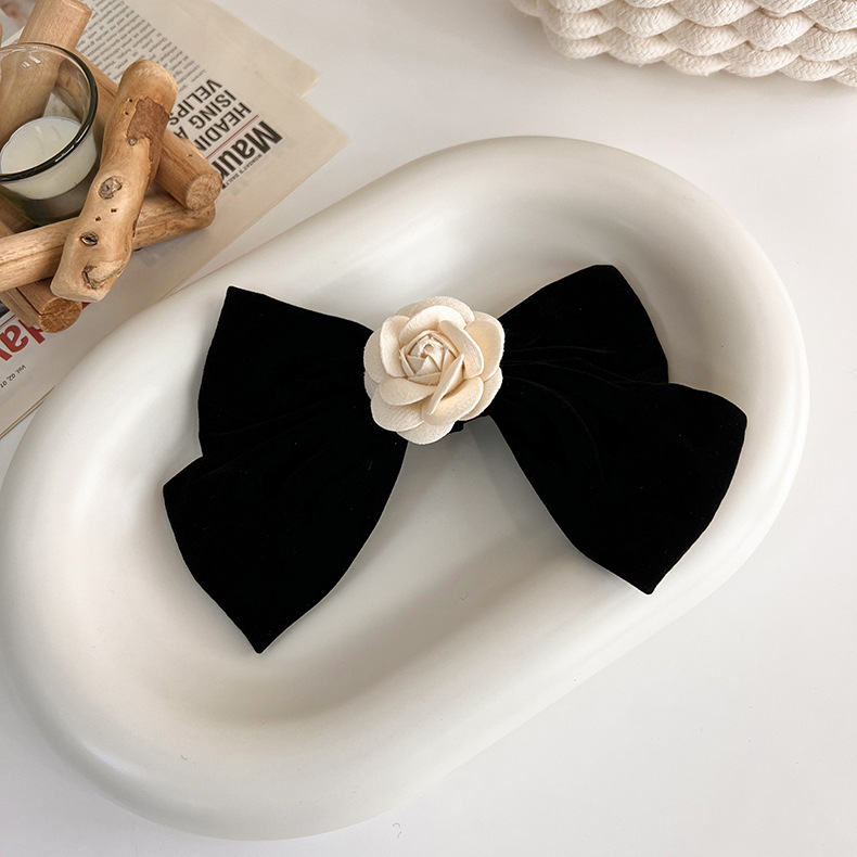 Agrafă de Păr cu Aplică de Catifea Neagră