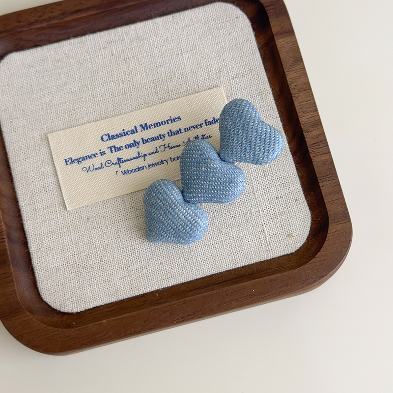 Agraf de Păr cu Inimă Denim Albastru