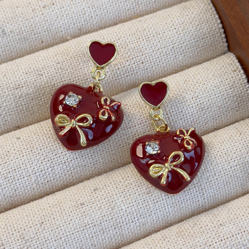 하트 리본 귀걸이