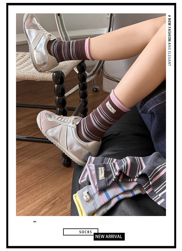 Dámské Žebrované Pruhované Podkolenky Slouch