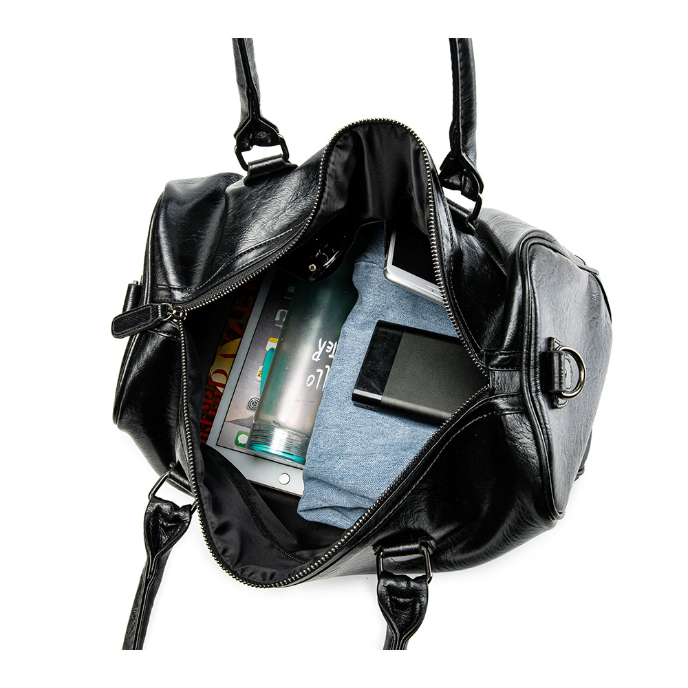 حقيبة كتف جلدية كبيرة السعة