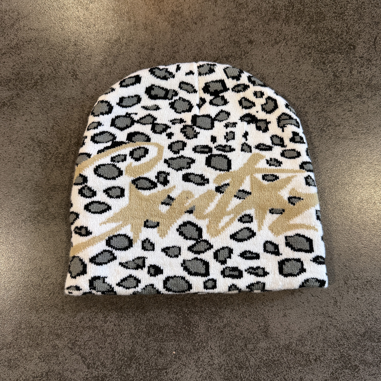 Gorro de Malha Jacquard Estampado Leopardo