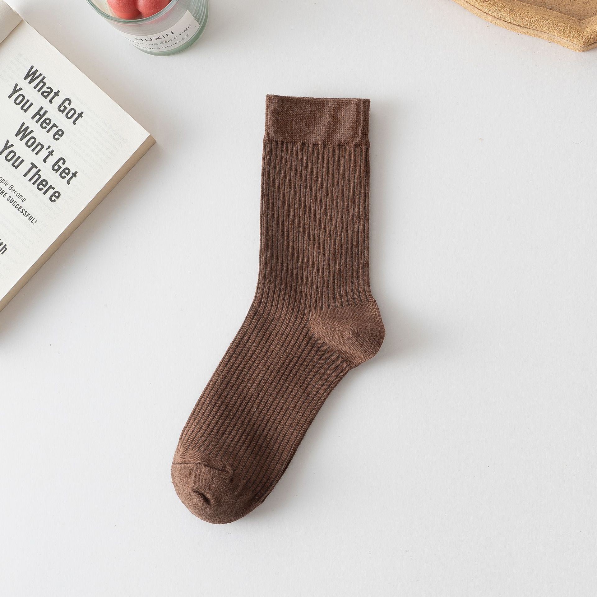 Meias Meia-Canela Cor Sólida para Mulheres