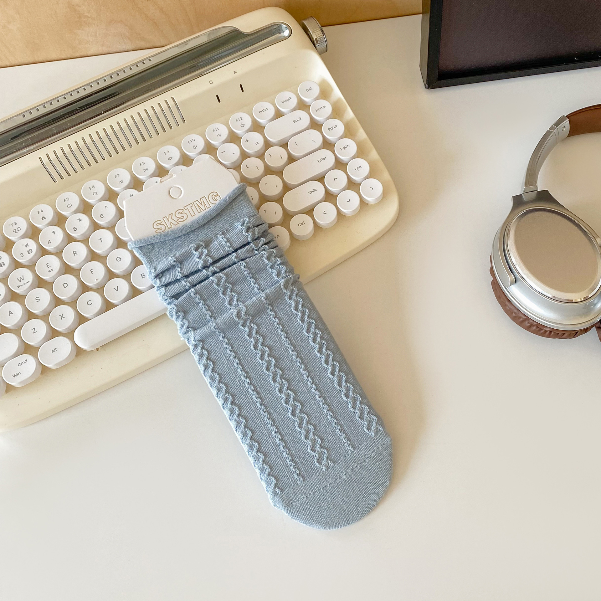 Meias de Algodão com Ponto de Tricô