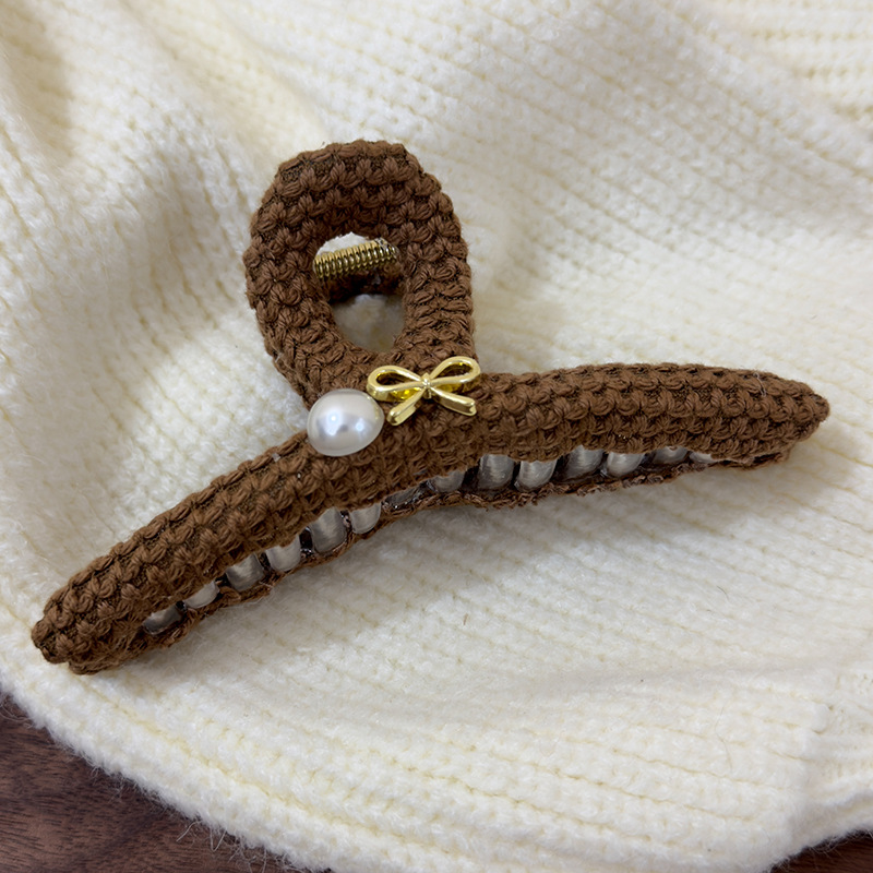 Háčkovaná Spona do Vlasů s Mašlí a Perlou