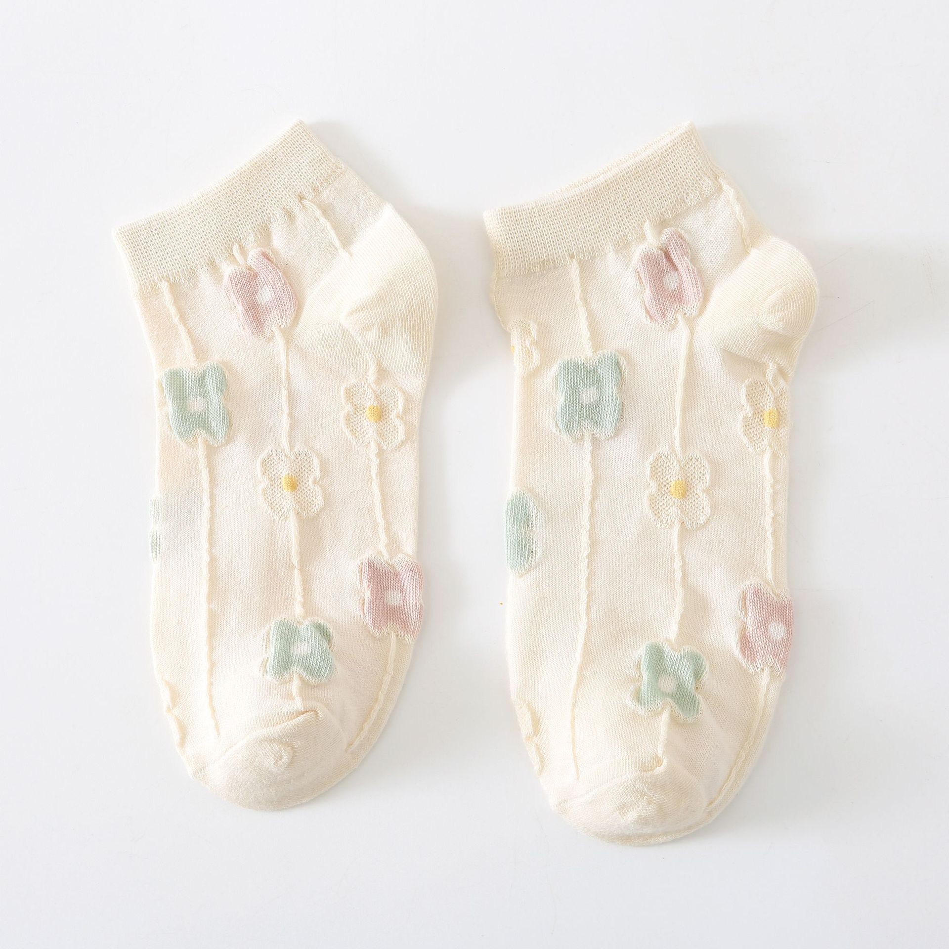 Kaus Kaki No-Show Wanita Motif Bunga