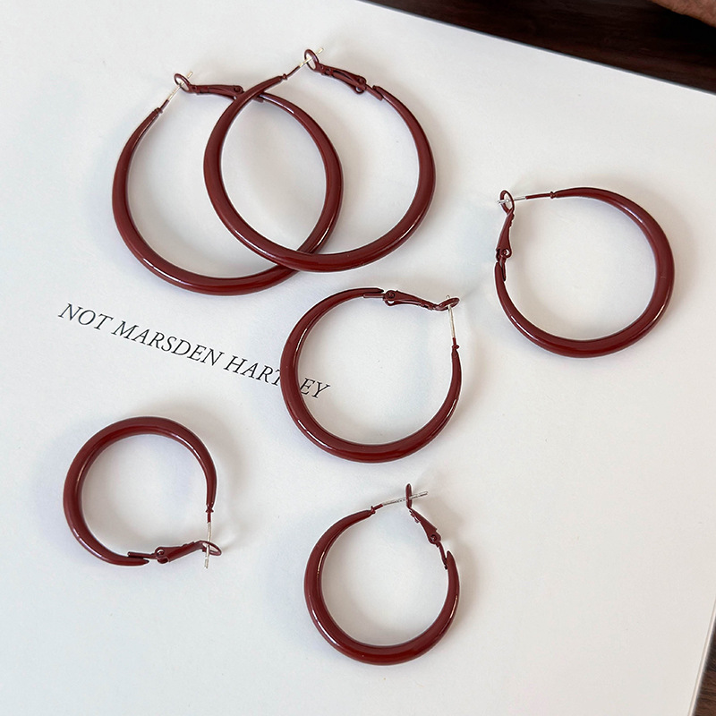 Brincos de Argola Vermelho Vintage