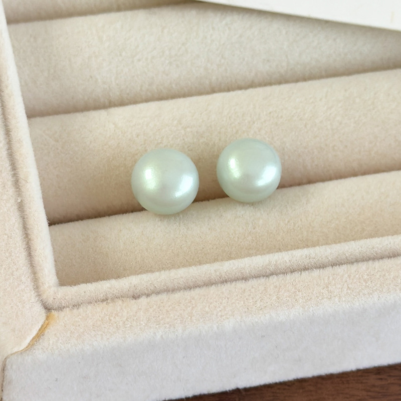 أقراط لؤلؤية خضراء نعناعية هندسية