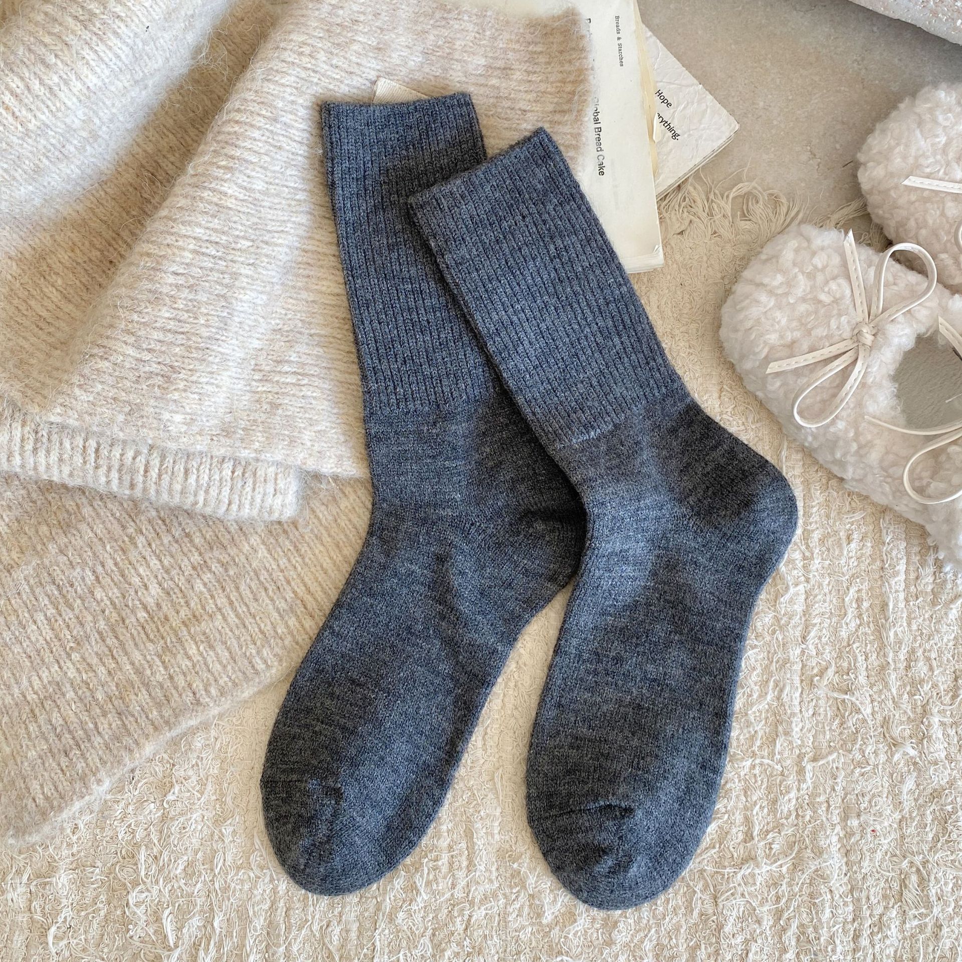 Vlněné pruhované ponožky