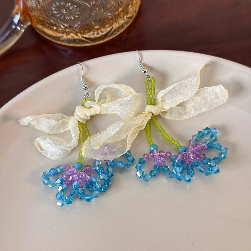 메쉬 플라워 이어링