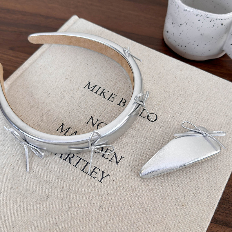 Bandeau Cuir Noeud Argenté