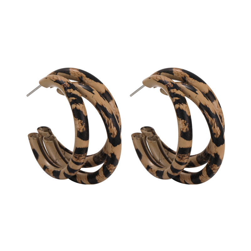 Cercei Dublu cu Print de Leopard