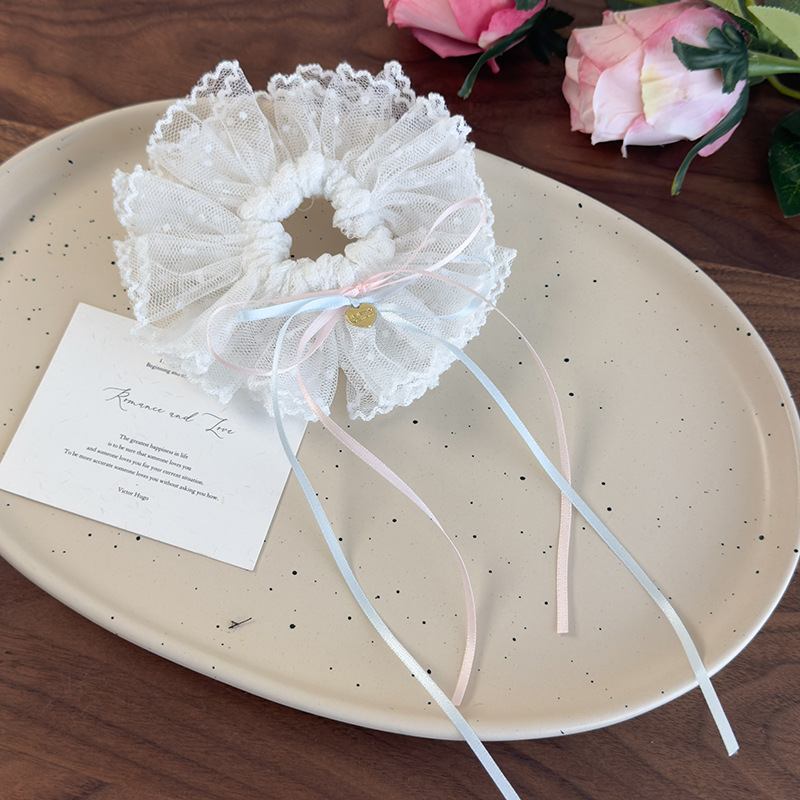 Scrunchy Πριγκίπισσας με Δαντέλα και Φιόγκκο Polka Dot