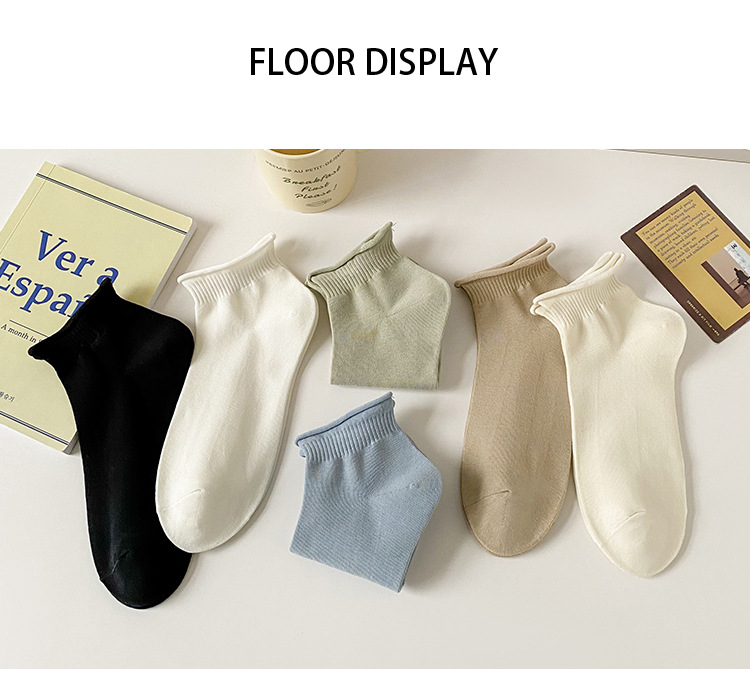 レディース通気性コットンノーショーソックス