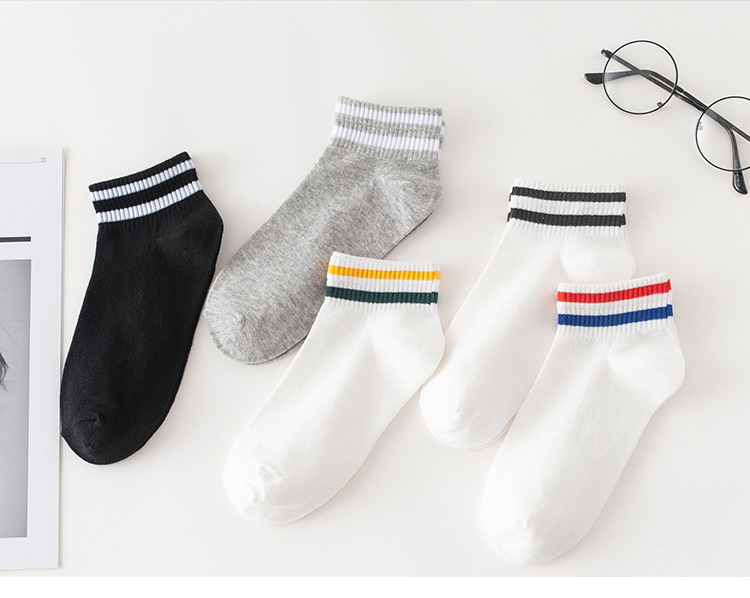 여성용 투 스트라이프 발목 양말
