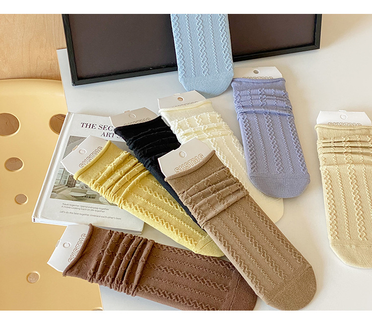 Meias de Algodão com Ponto de Tricô