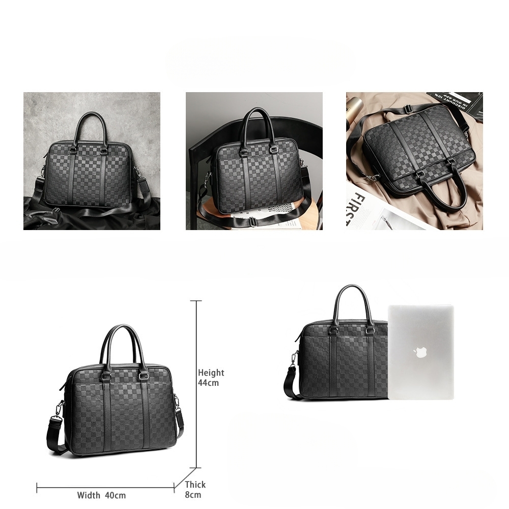 حقيبة أعمال رجالية منقوشة بمربعات