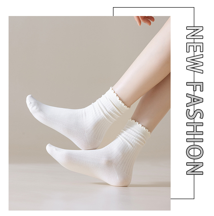 Meias Tombadas com Borda Folhos para Mulher