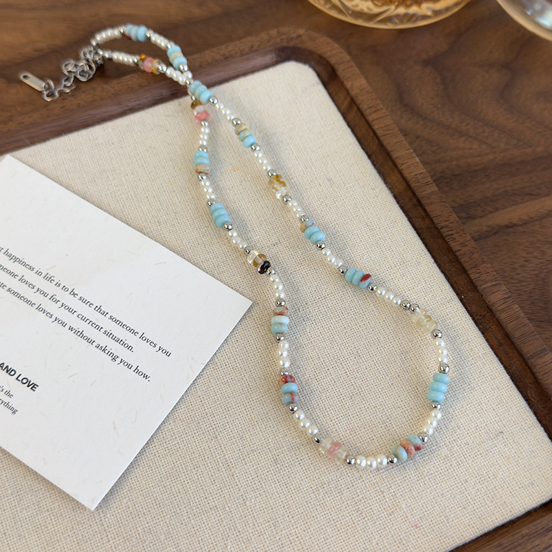 Stone Imitation Pearl Beaded Necklace