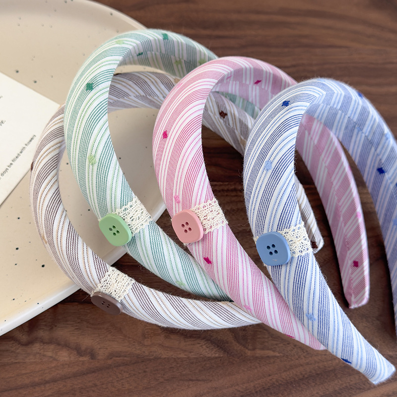 Färgglada Randiga Spetsstoff Hårband och Hårsnoddar