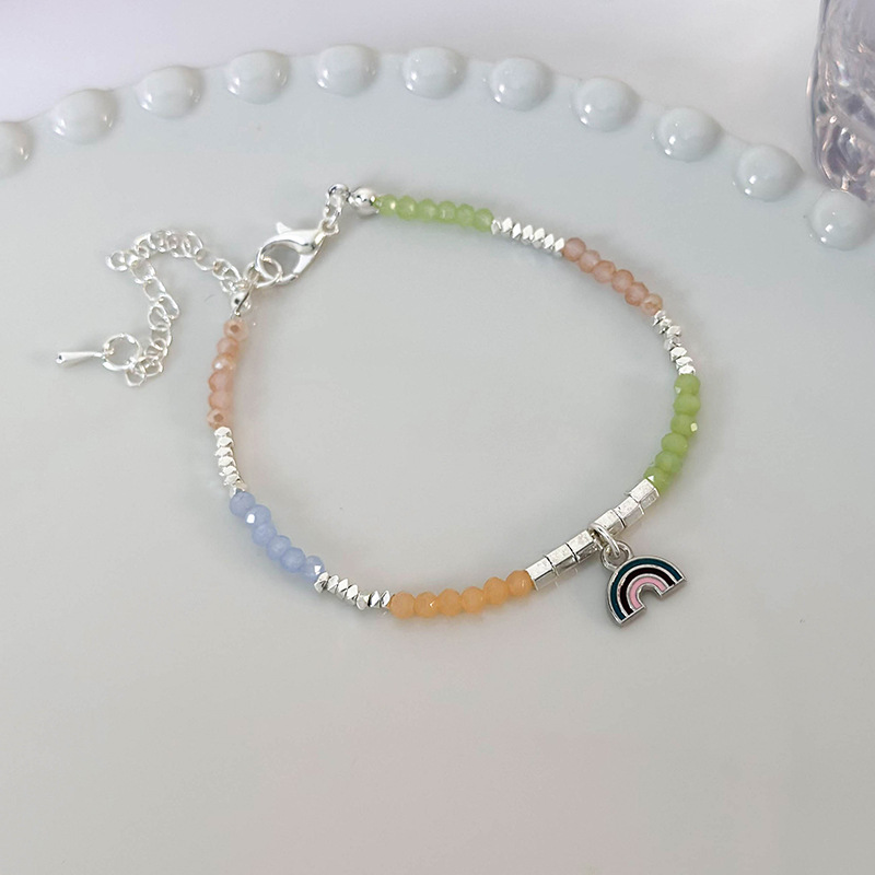 Regenbogen Perlen Choker mit Geometrischem Anhänger