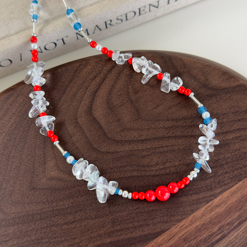 Етнічне Геометричне Намисто з Скляних Намистин