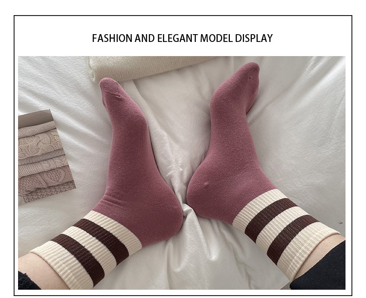 Meias Mid-Calf com Bloco de Cor para Mulheres