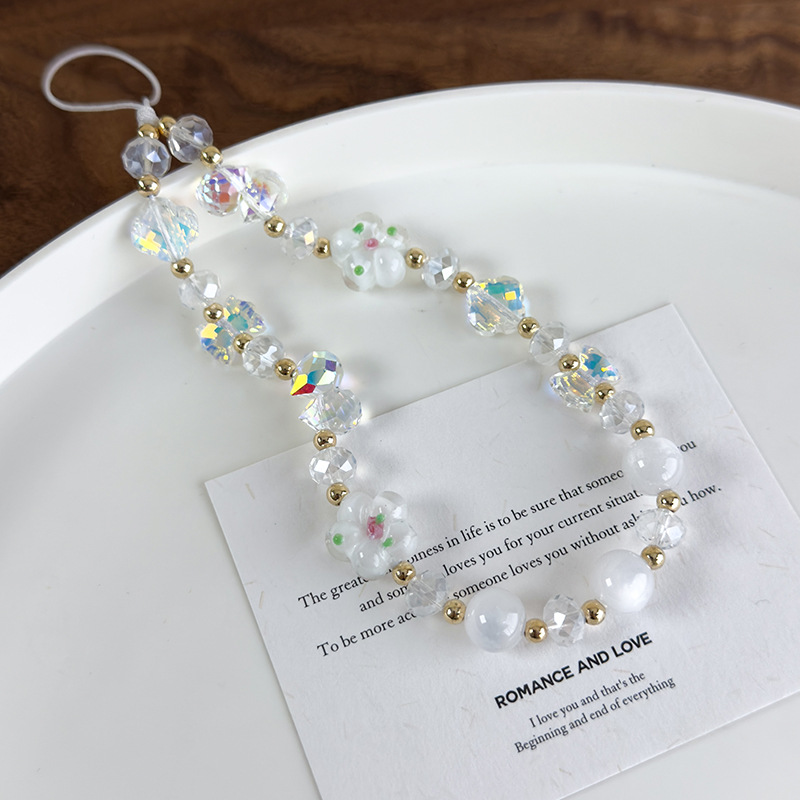 سلسلة هاتف من خرز الزجاج المتلألئ