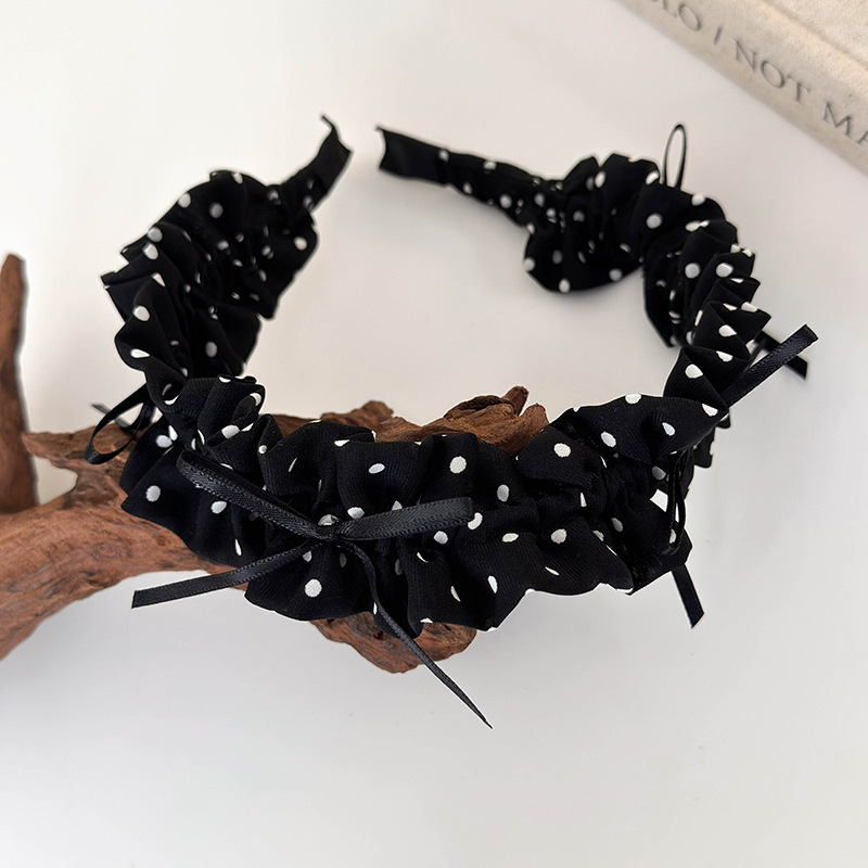 Bandă Lată pentru Păr cu Dots și Volănaș