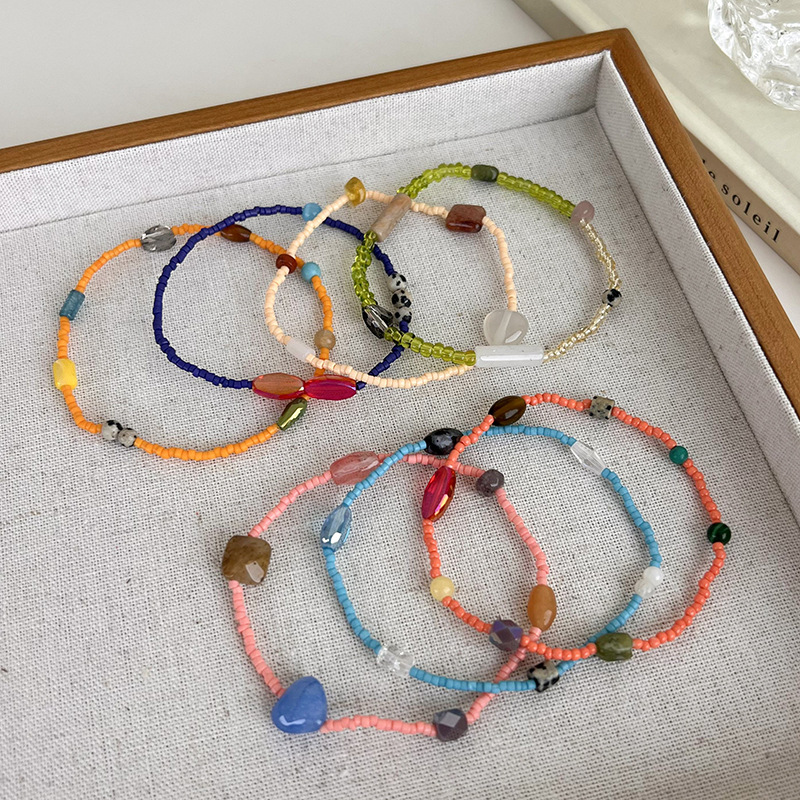 Κινέζικο Βραχιόλι με Πέτρες και Χάντρες Ρυζιού