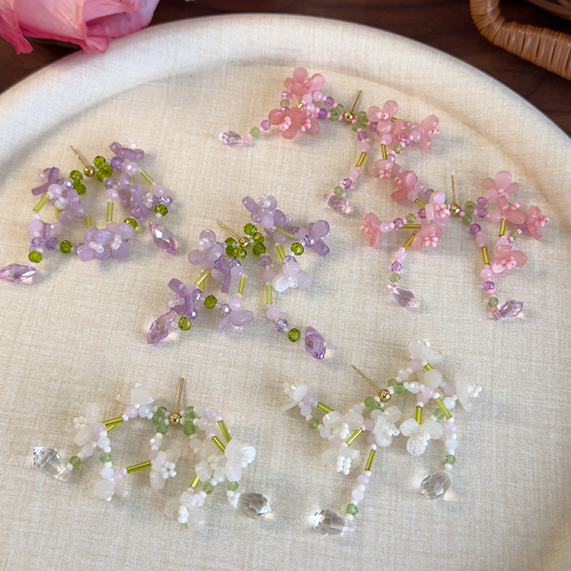 플로럴 비즈 탈셀 귀걸이