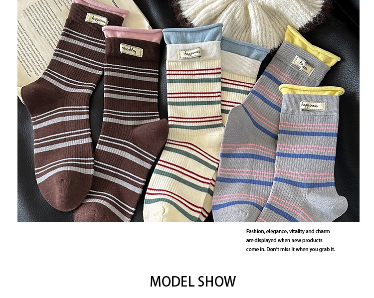 Dámské Žebrované Pruhované Podkolenky Slouch