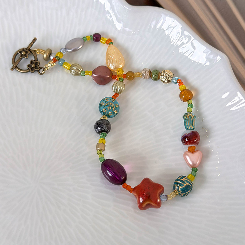 สร้อยคอโบฮีเมียนลูกปัดแก้วดาว