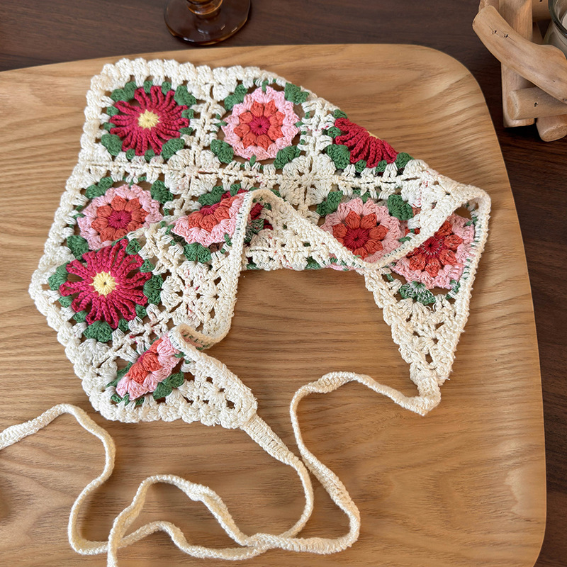 Floral Knit Head Scarf