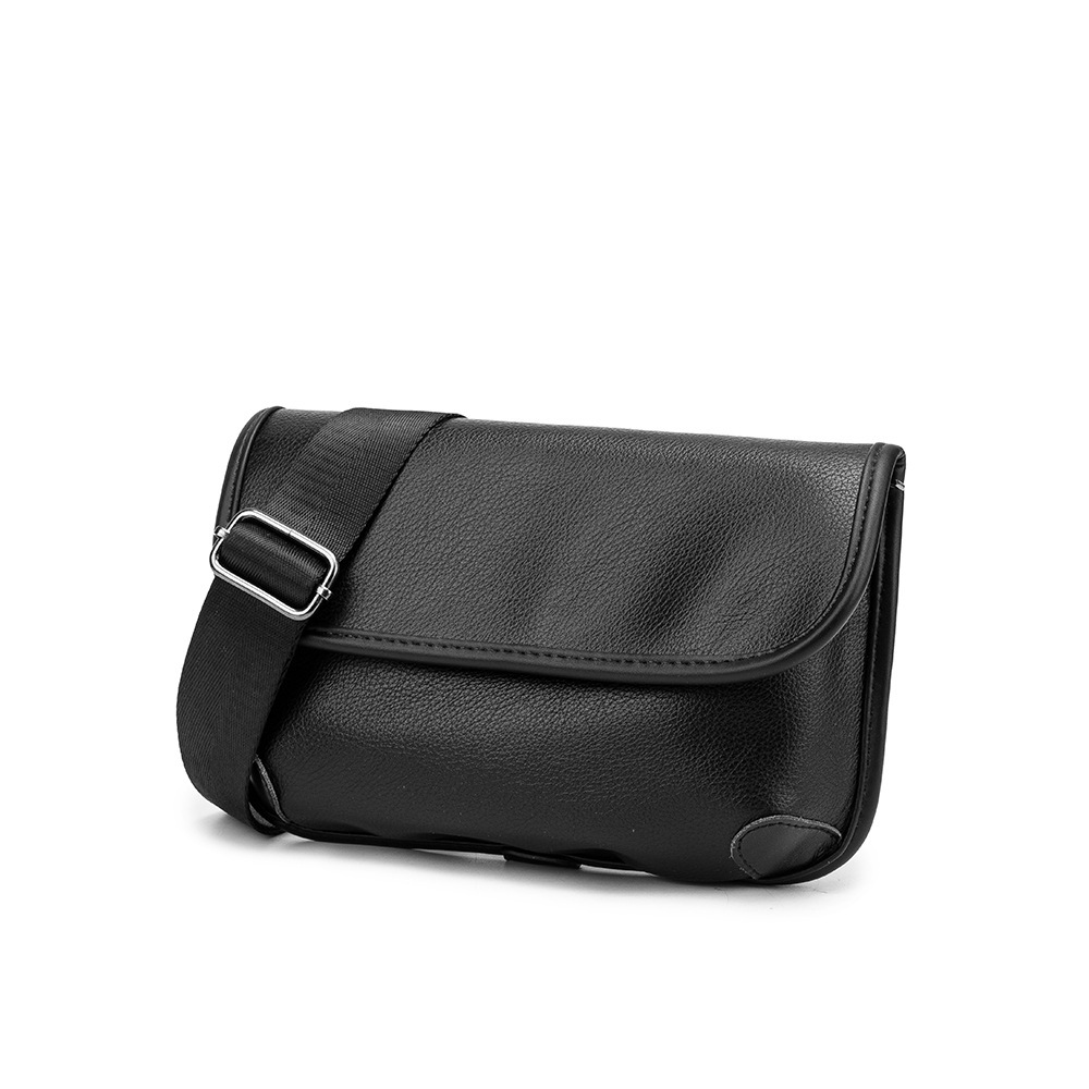 Męska Saszetka Na Klatkę Mała Kwadratowa Skóra PU Czarna