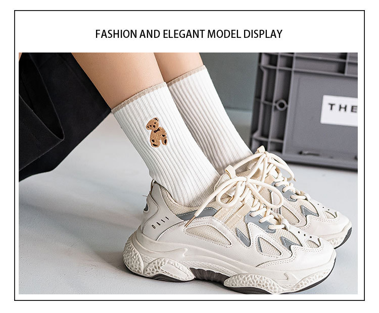 Жіночі бавовняні шкарпетки з ведмедиком-мультфільмом