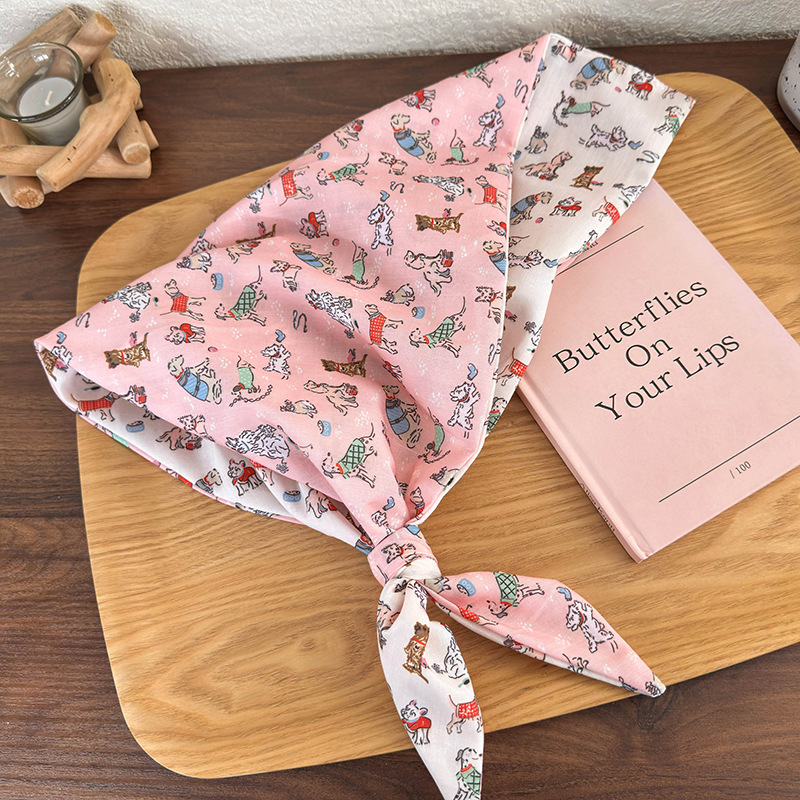 Dog Pattern Reversible Head Scarf