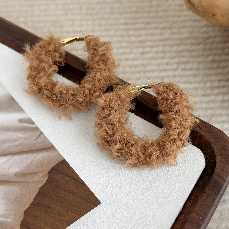 Серьги-пусеты Круг из Плюша