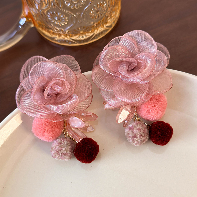 메쉬 플라워 이어링