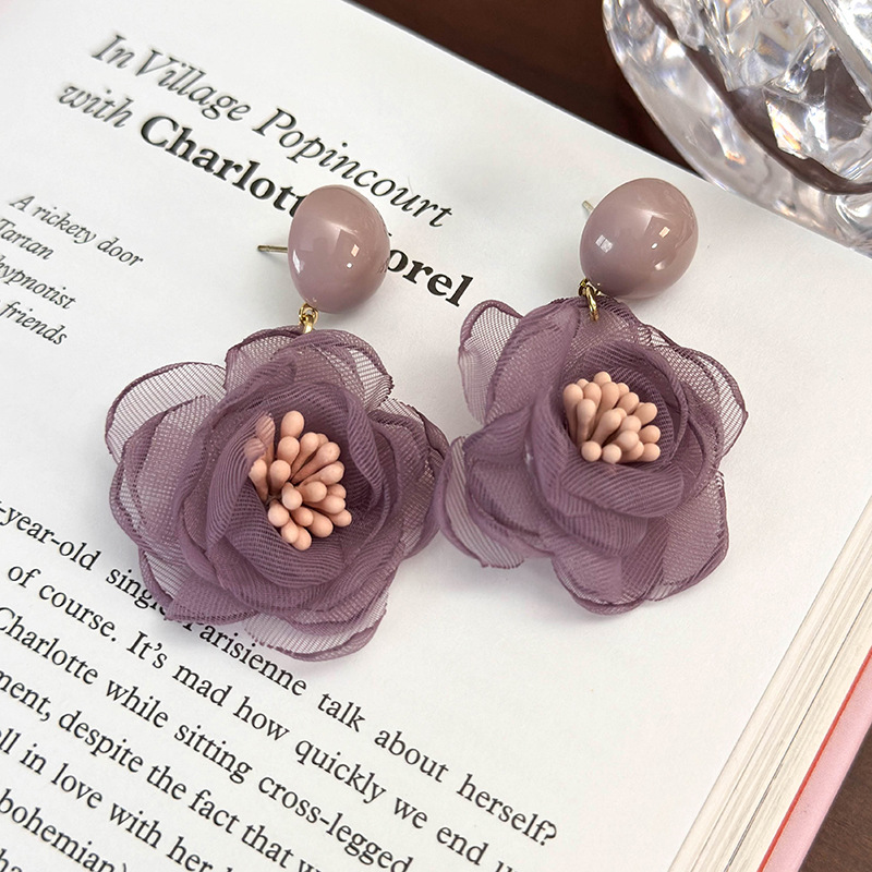 기하학 플라워 하트 귀걸이