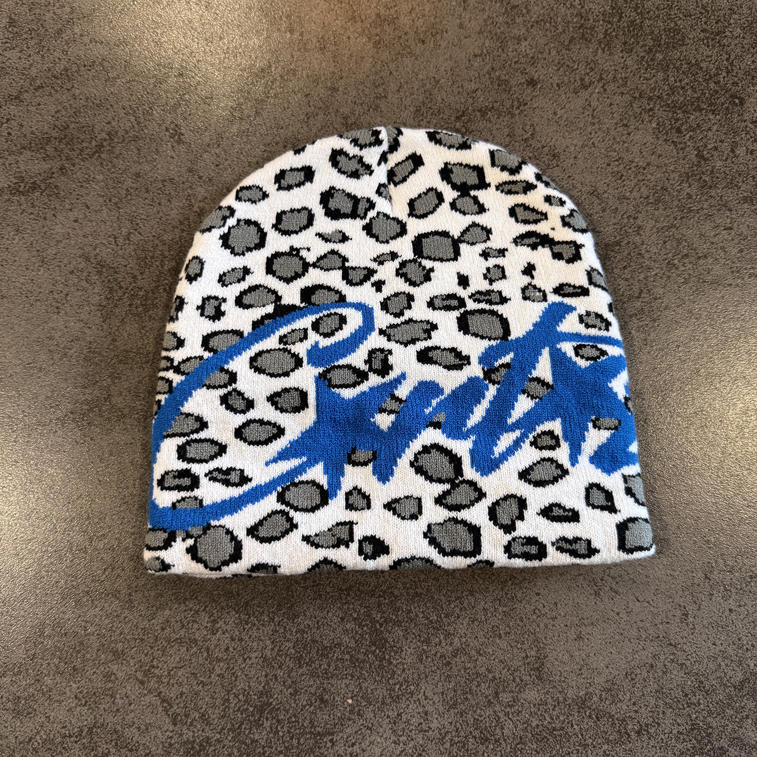 Gorro de Malha Jacquard Estampado Leopardo