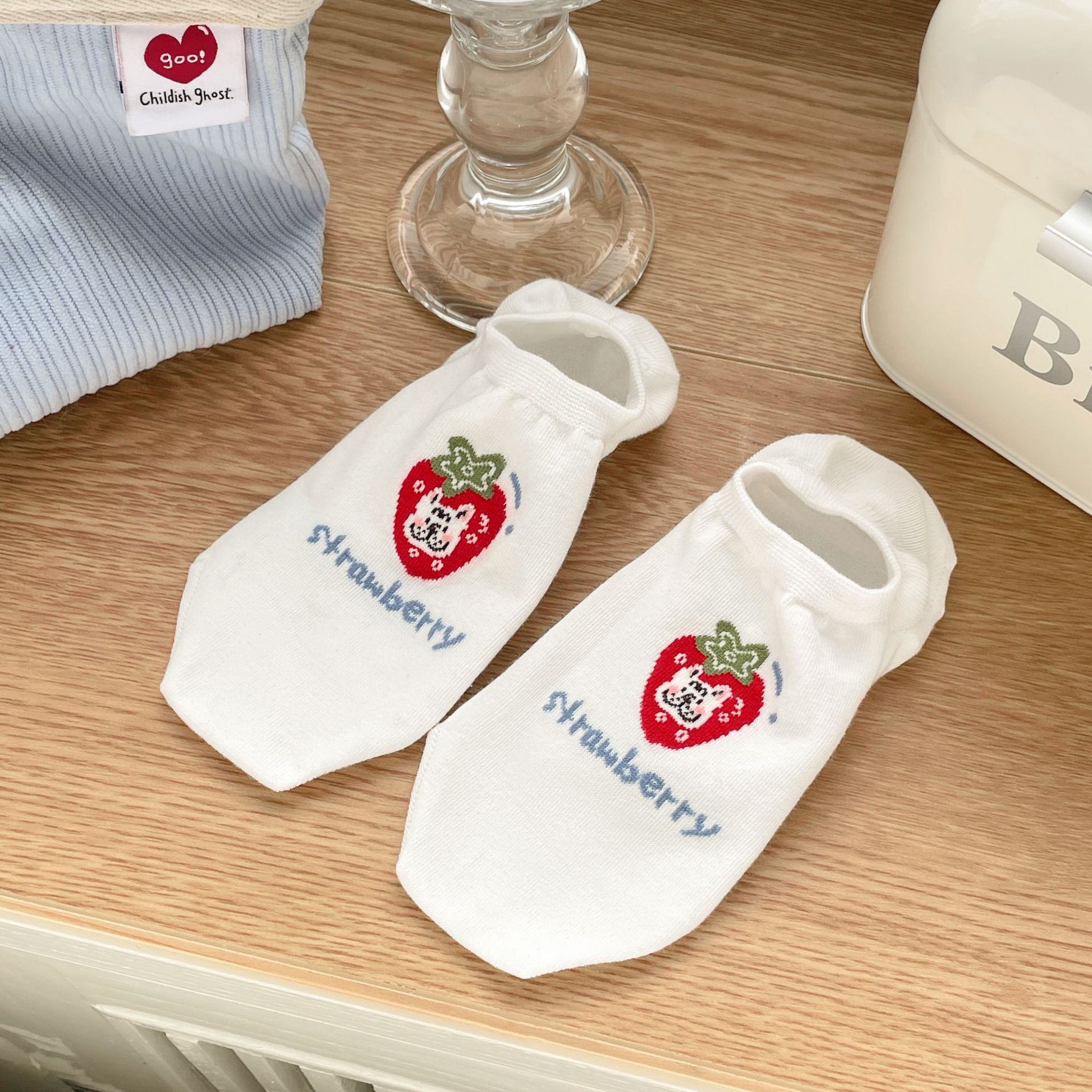 과일 패턴 여성용 발목 양말