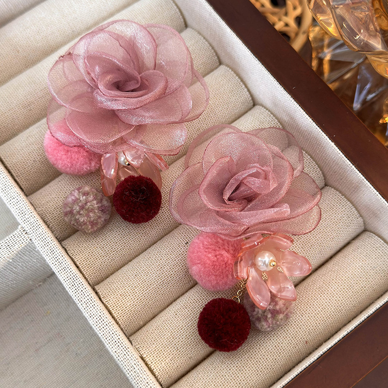 메쉬 플라워 이어링