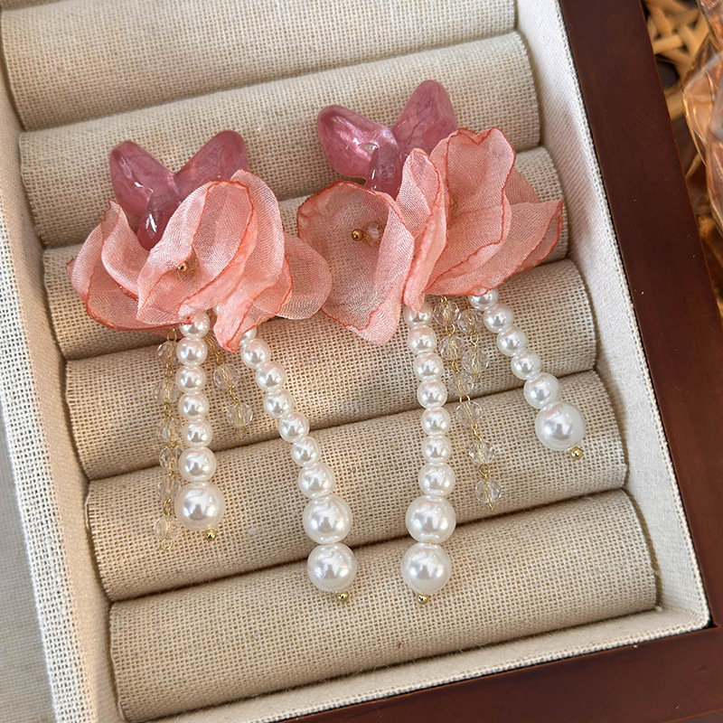 메쉬 플라워 이어링