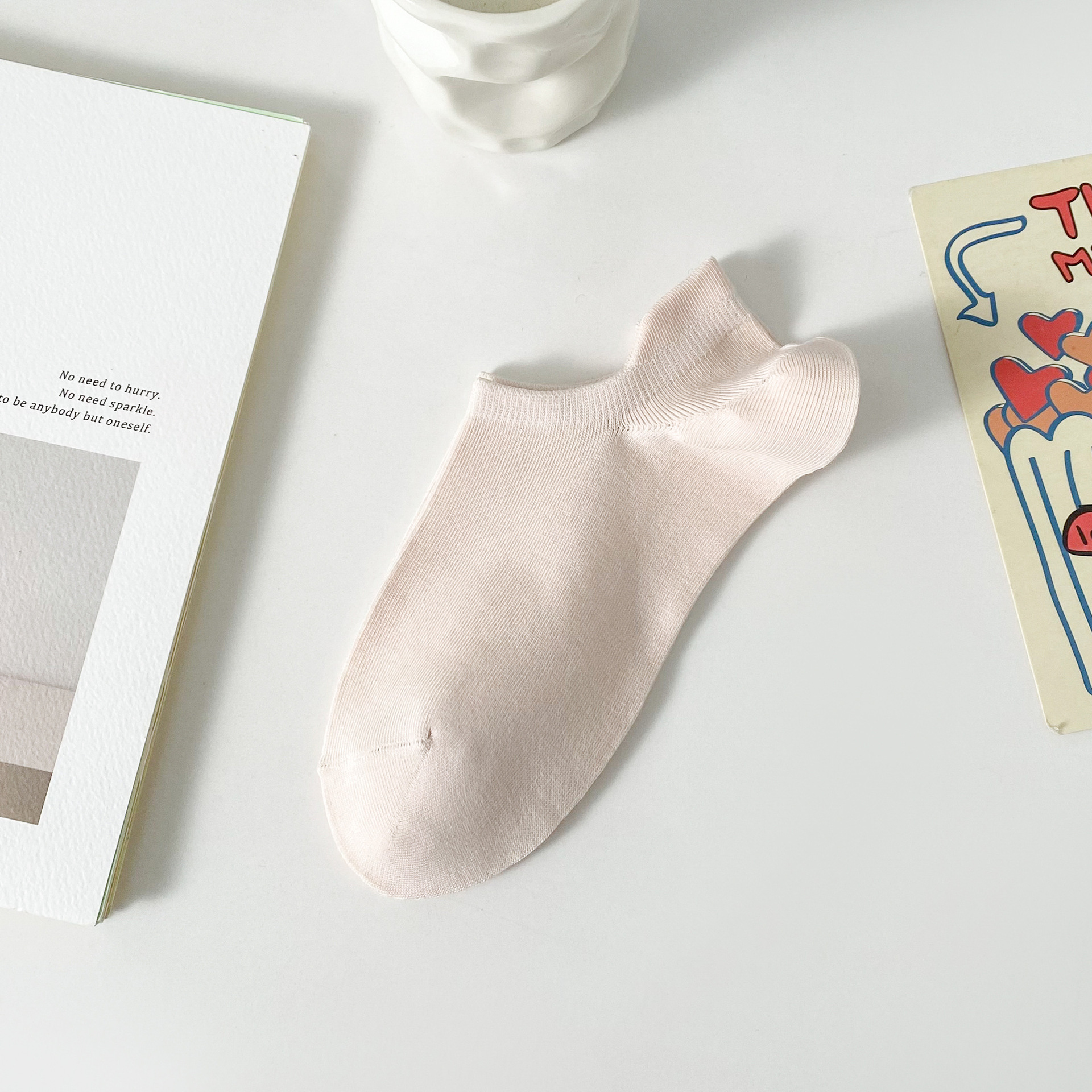 여성용 파스텔 컬러 인비저블 앵클 삭스