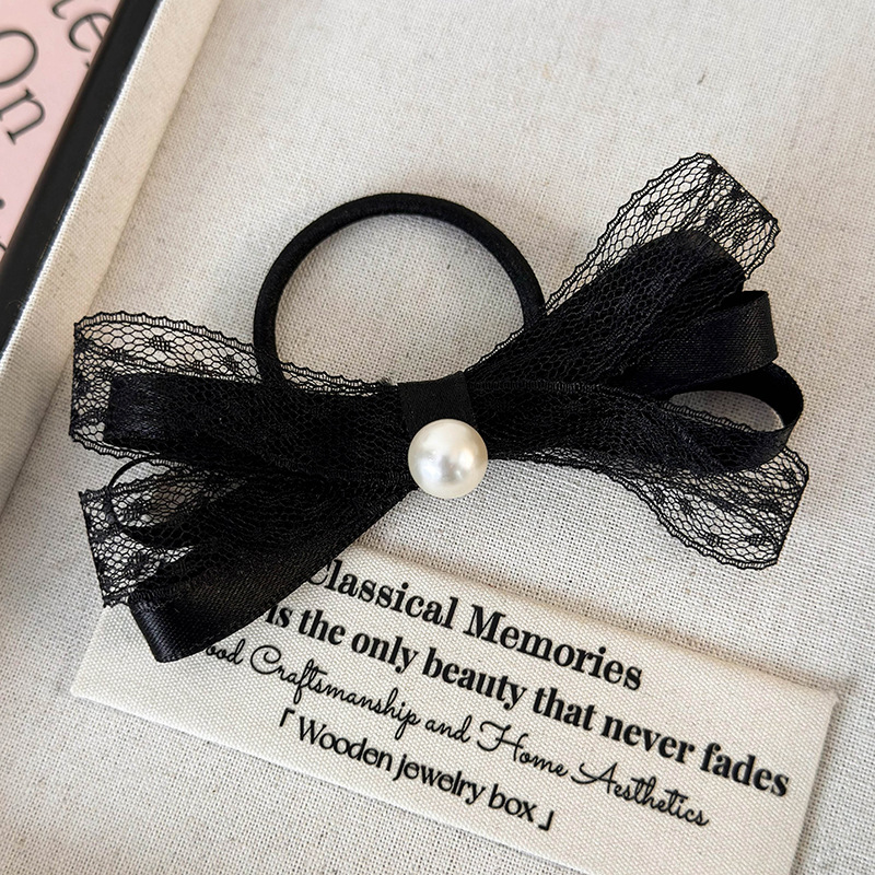 Barrette Cheveux Dentelle avec Nœud et Perle