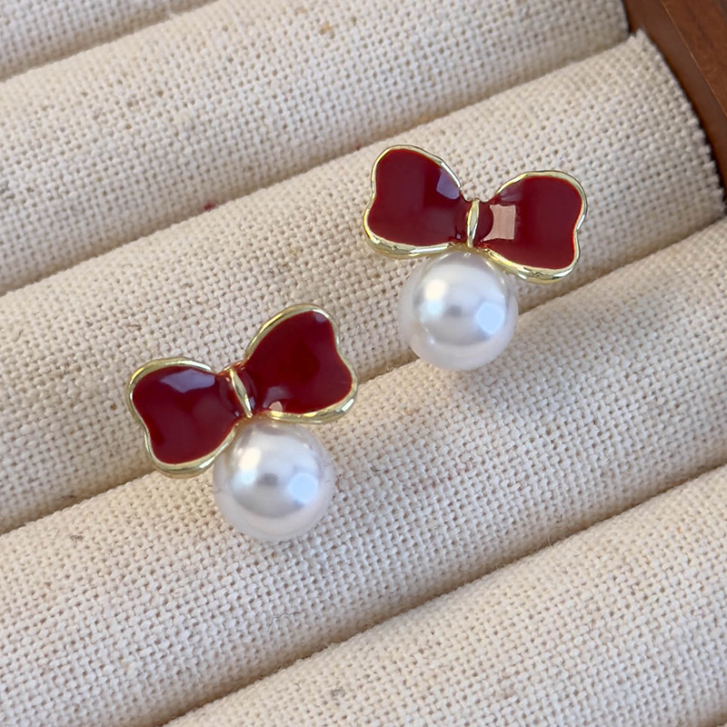 하트 리본 귀걸이