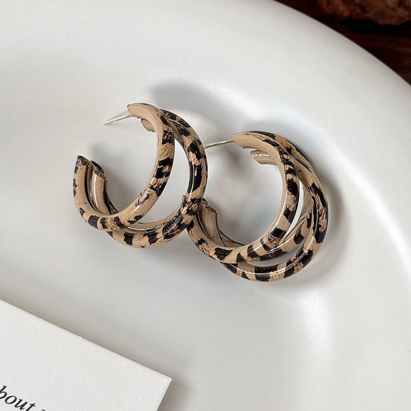 Cercei Dublu cu Print de Leopard