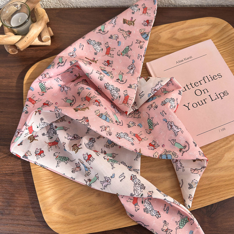 Dog Pattern Reversible Head Scarf