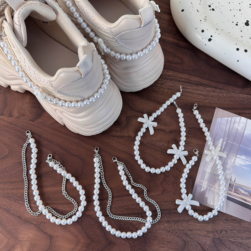 Αφαιρούμενα Κομπολόγια Τακουνιού με Φιόγκo και Μαργαριτάρι